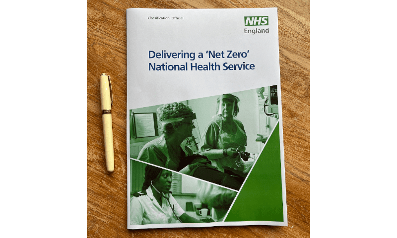 "NHS carbon reduction plan" printed on a paper.